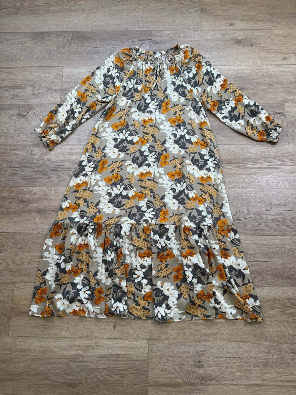 Hayden Los Angeles Floral Tiered Maxi Dress 1XL Long Sleeve Pockets Boho - Picture 3 of 12